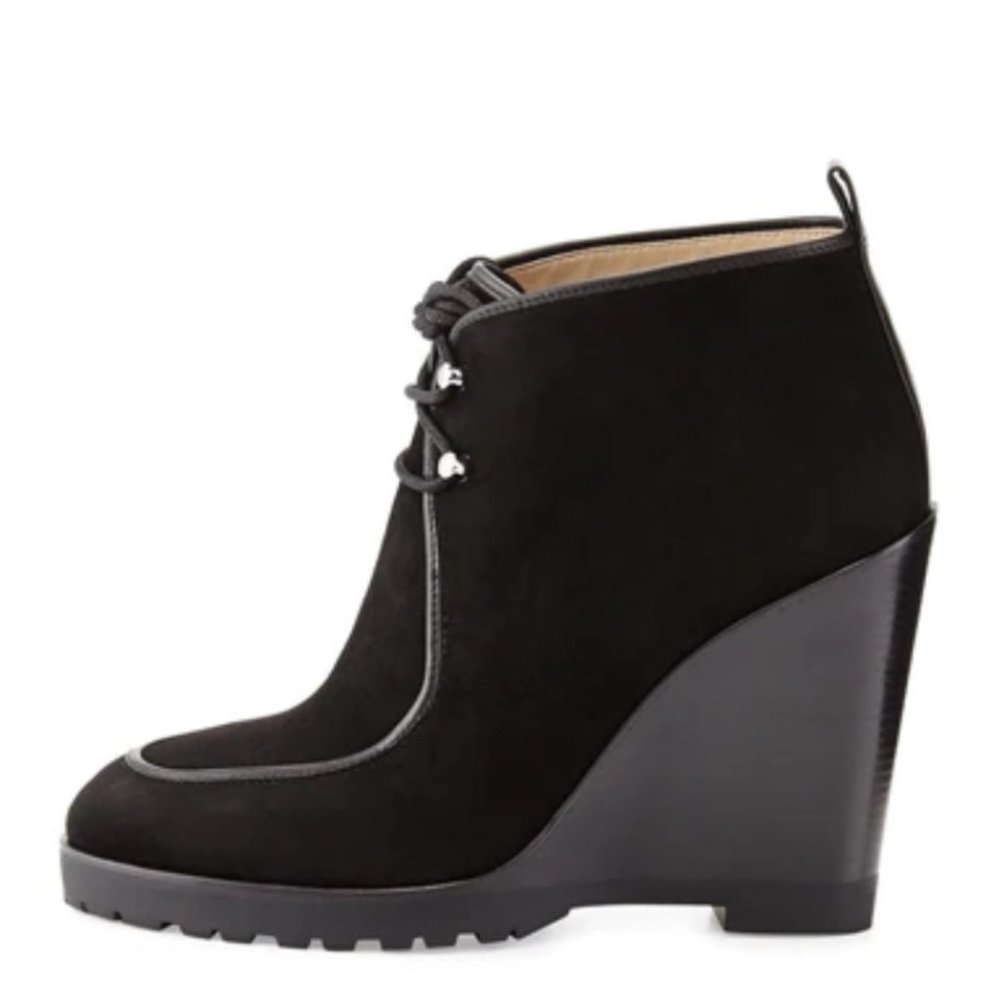Marc Jacobs Chrome Dyed Calf Hair High Wedge Ankle Booties